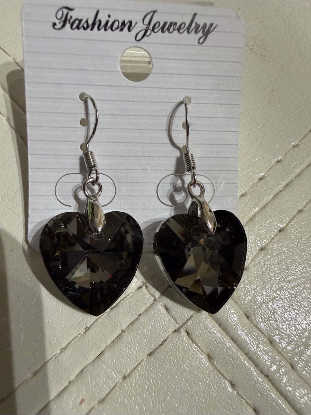 Fashion Jewelry Smoky Heart Crystal Drop Earrings